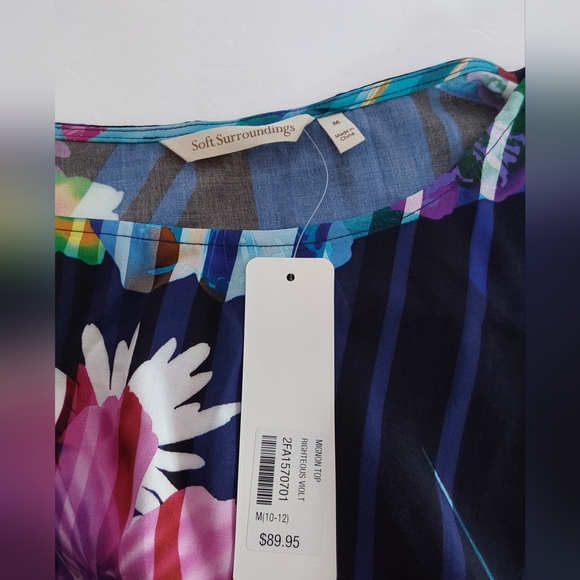 Soft Surroundings Vibrant Floral Blouse M - Picture 2 of 6
